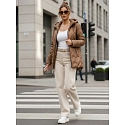 Kurtka przejściowa damska pikowana z kapturem brązowa FashionStreet TY5608