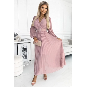 Plisované šaty 414-2 KLARA staroružové - Numoco