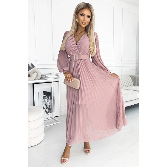 Plisované šaty 414-2 KLARA staroružové - Numoco