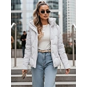 Kurtka damska zimowa LOVEWARM krótka pikowana z kapturem biała FashionStreet TY5042