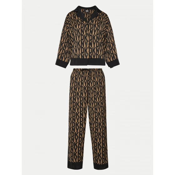 Dámske pyžamo YI90017 202 hnedé s potlačou - DKNY