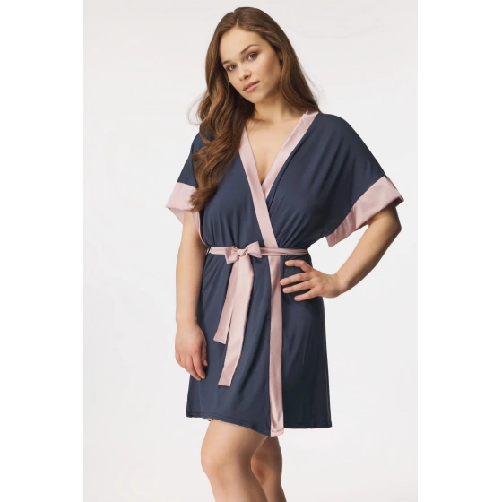 Dámsky župan Sabrina Tmavosivá s púdrovou - BABELLA