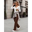 Jeansy damskie wide leg z wysokim stanem brązowe FashionStreet UY2877