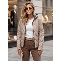 Kurtka damska przejściowa z kapturem kamelowa FashionStreet TY5774