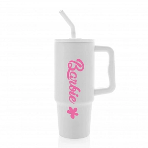 BARBIE - bílý  cestovní termohrnek 900 ml  