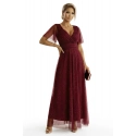 Dlhé lesklé šaty 635-5 MELANIA vínové - Numoco
