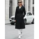 Trencz damski dwurzędowy czarny FashionStreet TY5437