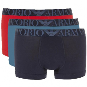 Pánske boxerky 3Pack 111357 4R726 modré/červené/tm. modré - Emporio Armani