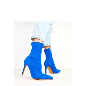 Dámské kotníkové boty na jehlovém podpatku AX-121 Královská modř - COMER