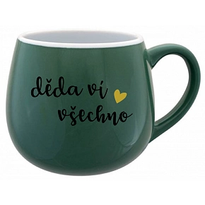 DĚDA VÍ VŠECHNO - zelený keramický hrníček 300 ml