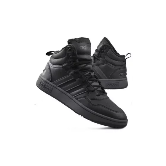 Pánske športové členkové topánky Hoops 3.0 Mid Wtr GW6421 Čierna - Adidas