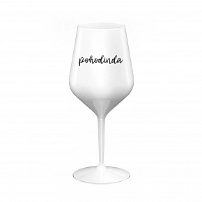 POHODINDA - biely nerozbitný pohár na víno 470 ml