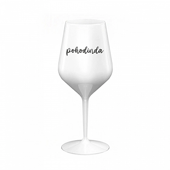 POHODINDA - biely nerozbitný pohár na víno 470 ml