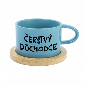 ČERSTVÝ DŮCHODCE - modrý hrníček makronka 200 ml