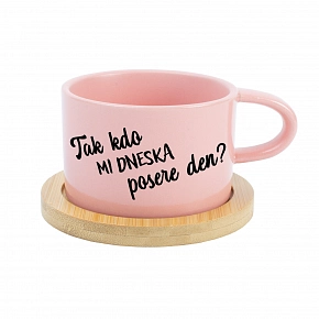 TAK KDO MI DNESKA POSERE DEN? - růžový hrníček makronka 200 ml
