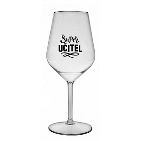SUPER UČITEL - čirá nerozbitná sklenice na víno 470 ml 