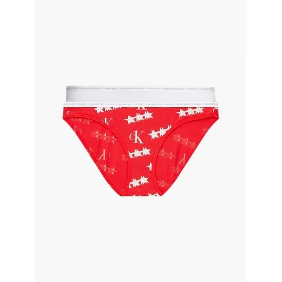 Dámske nohavičky 000QD3789E - W5H - Červená, biela - Calvin Klein