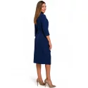 Dámske zavinovacie šaty s viazaním S175 tmavo modré - Štýlové