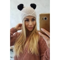 Fleecová čiapka 2 brmbolce K291 béžová - Oliwier