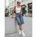 Spodenki damskie jeansowe z paskiem bermudy niebieskie FashionStreet SY0546