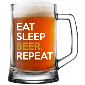 EAT SLEEP BEER. REPEAT - pivný pohár 0,5 l