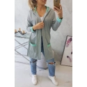 Dámska dvojfarebná pelerína s kapucňou 21679 / 69422 mint+sivá - Kesi