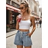 Spodenki damskie jeansowe wiązane w pasie niebieskie FashionStreet SY0552