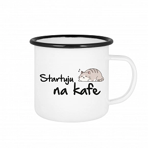 STARTUJU NA KAFE - bílý plecháček 350 ml STARTUJU NA KAFE - bílý plecháček 350 ml