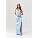 Dlhé šaty SUK0445 svetlo modré - Roco Fashion