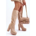 Čižmy na podpätku F11189 béžové - Step in style