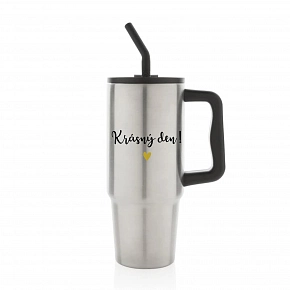 KRÁSNÝ DEN - stříbrný cestovní termohrnek 900 ml KRÁSNÝ DEN - stříbrný cestovní termohrnek 900 ml
