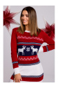 MXS03 Christmas sweater dress with two reindeer - red