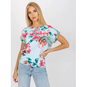 Dámska blúzka WN BZ 4008-3.80 Svetlo modrá s kvetmi - RUE PARIS