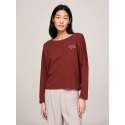 Dámske tričko s dlhým rukávom UW0UW04153 DW5 gaštanové - Tommy Hilfiger