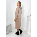 Dlhé šaty s kapucňou 9623 Tmavo béžová - K-Fashion