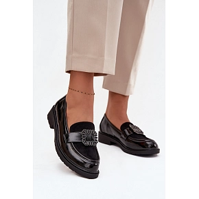 Lakované dámske mokasíny HY52-546 čierne - S.Barski