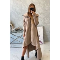 Zateplené šaty s dlhšími bokmi 21756 béžové - Kesi