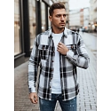 Koszula męska flanelowa w kratę czarno-biała FashionStreet DX2673