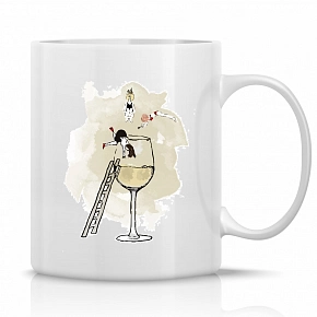 SKOK DO VÍNA - klasický bílý keramický hrníček 300 ml