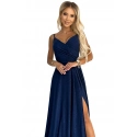 Dámske elegantné šaty 299-10 tmavo modré - Numoco