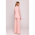 Dámske sako s čipkovými rukávmi M865 Púder ružová - MOE