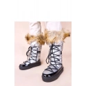 Dámské sněhule AT001 Stříbrná s černou - CHIC shoes