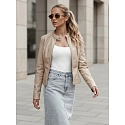 Kurtka damska przejściowa skórzana SKINVEX beżowa FashionStreet TY4744