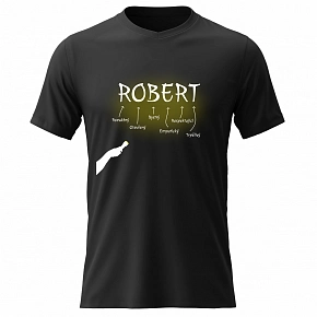 Pánské bavlněné tričko s potiskem - VLASTNOSTI - ROBERT - černé