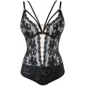 Dámske sexy body V-10110 Čierna s telovou - Axami