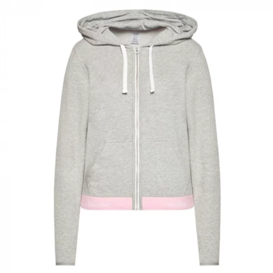 Mikina s kapucňou QS5667E šedo-ružová - Calvin Klein