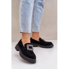 Dámské mokasíny na podpatku JH23-61 Černá - Step in style