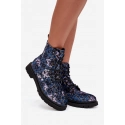Dámske zateplené členkové topánky 57C1052 Tmavomodrá vzor - Artiker