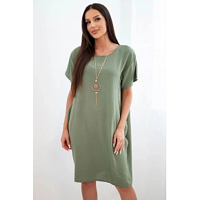 Šaty s vreckami a príveskom IT-34 khaki - Kesi Šaty s vreckami a príveskom IT-34 khaki - Kesi
