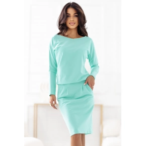 Teplákové šaty s vreckami 189-12 mint - Numoco